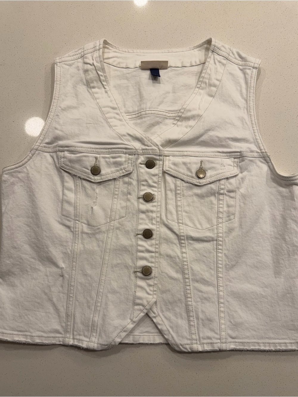 Universal Thread White Denim Vest Women's Large - Picture 4 of 7